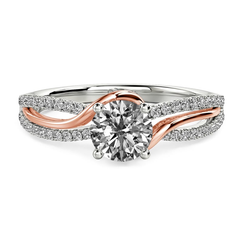 Jeulia Amore Two Tone Bypass Twisted Round Engagement Ring