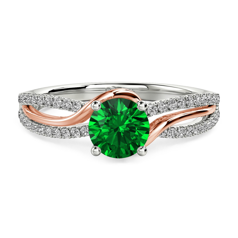 Jeulia Amore Two Tone Bypass Twisted Round Engagement Ring