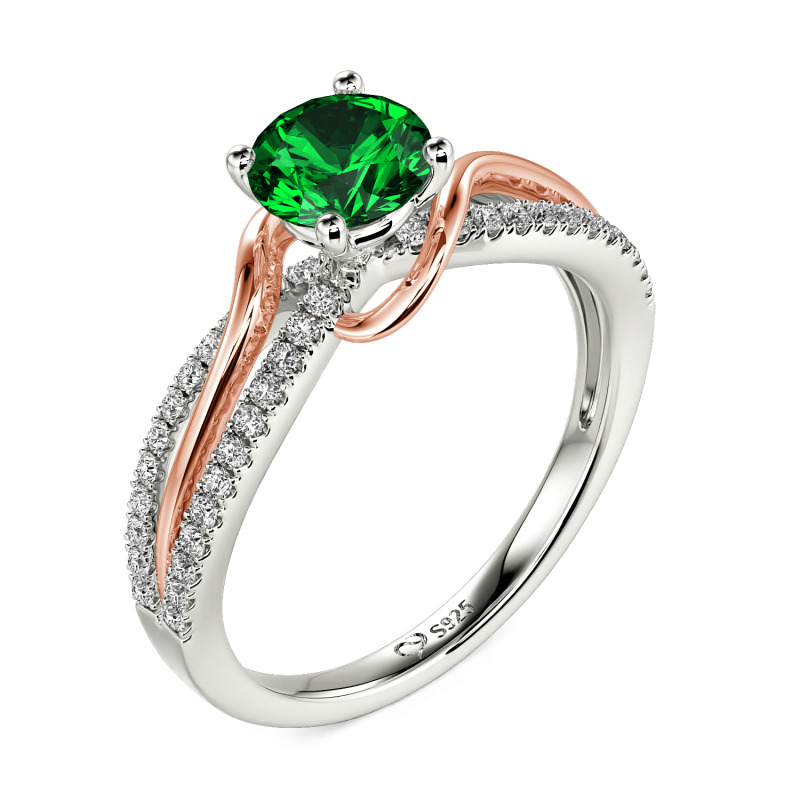 Jeulia Amore Two Tone Bypass Twisted Round Engagement Ring