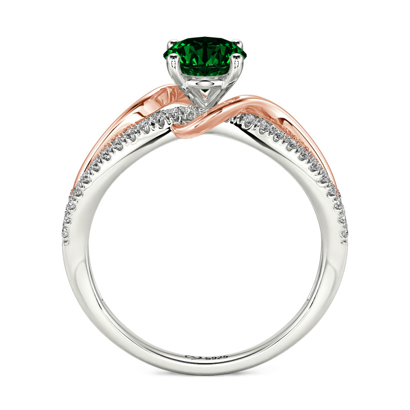 Jeulia Amore Two Tone Bypass Twisted Round Engagement Ring