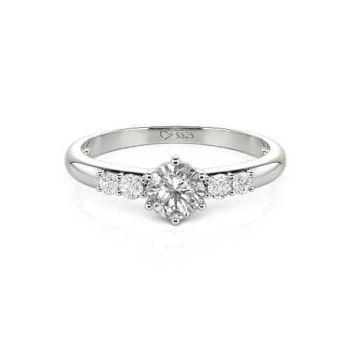 Jeulia Custom Simple Round Engagement Ring with Side Stones
