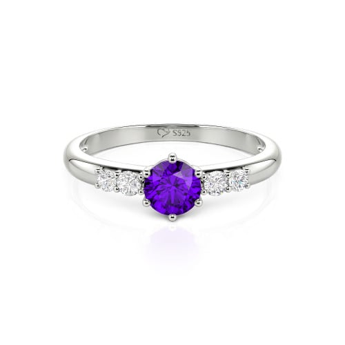 Jeulia Custom Simple Round Engagement Ring with Side Stones