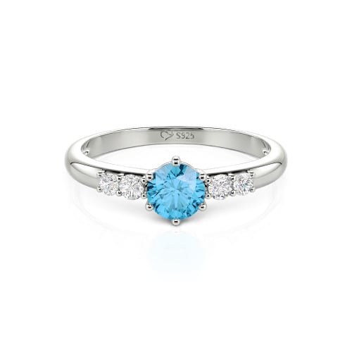 Jeulia Custom Simple Round Engagement Ring with Side Stones