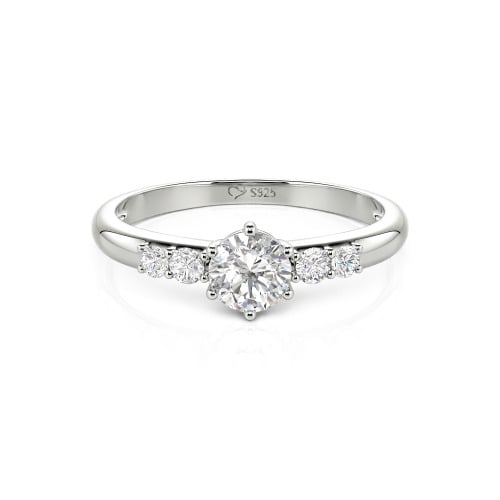 Jeulia Custom Simple Round Engagement Ring with Side Stones