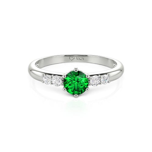 Jeulia Custom Simple Round Engagement Ring with Side Stones