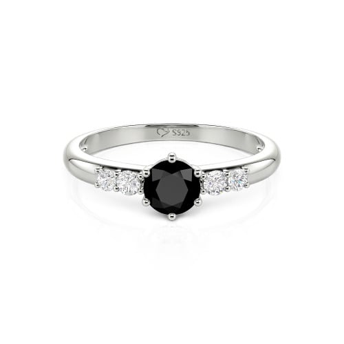 Jeulia Custom Simple Round Engagement Ring with Side Stones