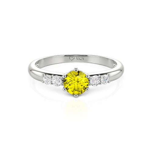 Jeulia Custom Simple Round Engagement Ring with Side Stones