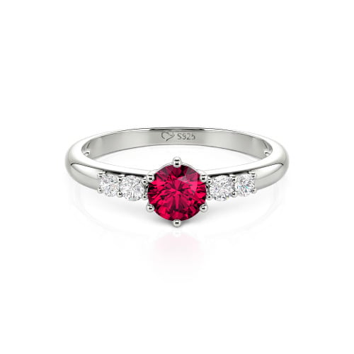 Jeulia Custom Simple Round Engagement Ring with Side Stones