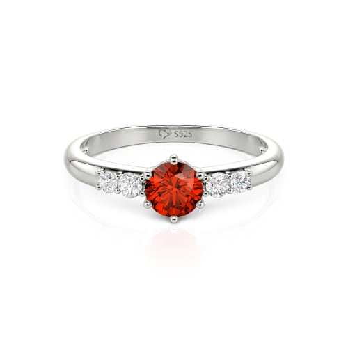 Jeulia Custom Simple Round Engagement Ring with Side Stones