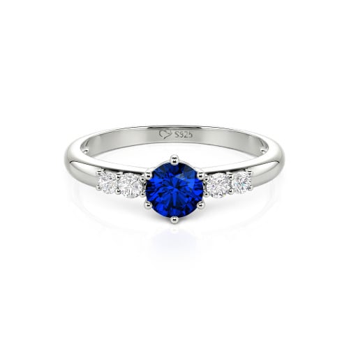 Jeulia Custom Simple Round Engagement Ring with Side Stones