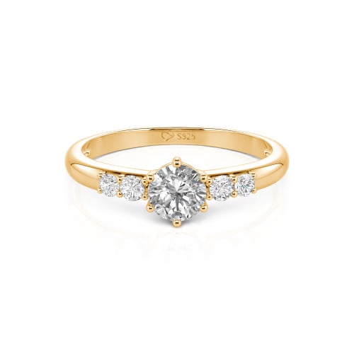 Jeulia Custom Simple Round Engagement Ring with Side Stones