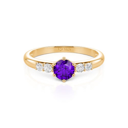 Jeulia Custom Simple Round Engagement Ring with Side Stones