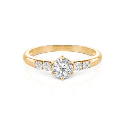 Jeulia Custom Simple Round Engagement Ring with Side Stones