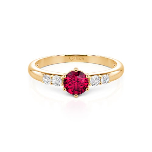 Jeulia Custom Simple Round Engagement Ring with Side Stones
