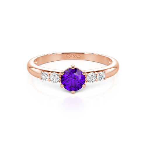 Jeulia Custom Simple Round Engagement Ring with Side Stones