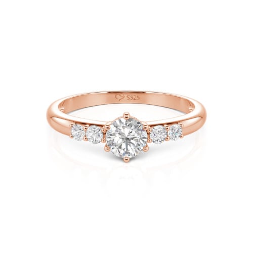 Jeulia Custom Simple Round Engagement Ring with Side Stones