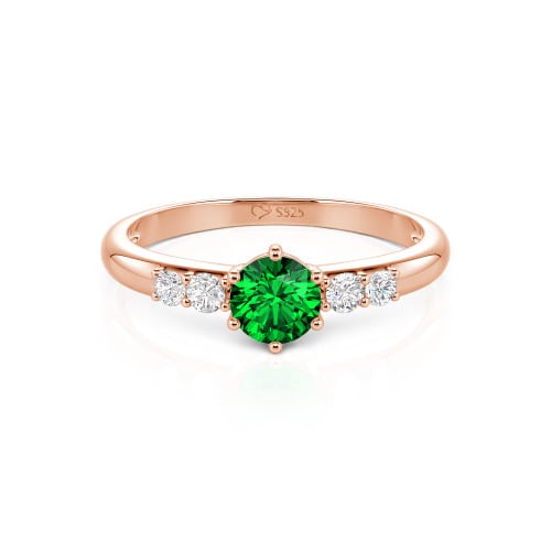 Jeulia Custom Simple Round Engagement Ring with Side Stones
