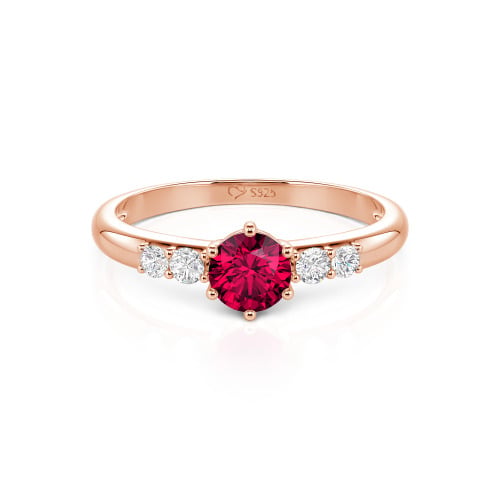 Jeulia Custom Simple Round Engagement Ring with Side Stones