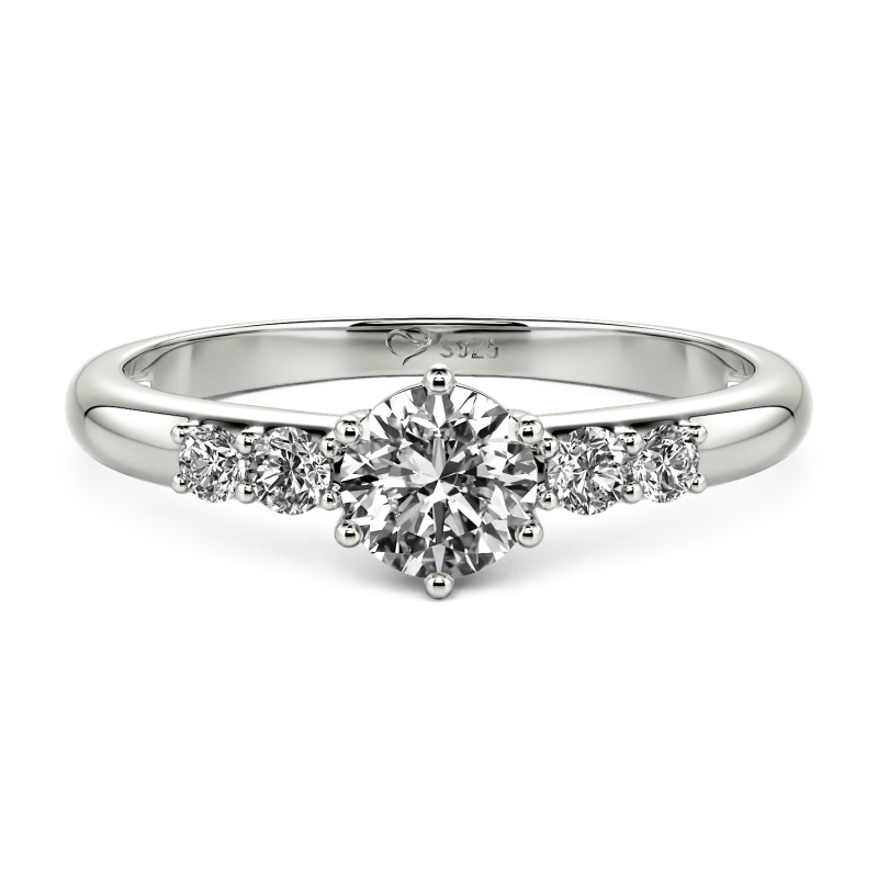 Jeulia Custom Simple Round Engagement Ring with Side Stones