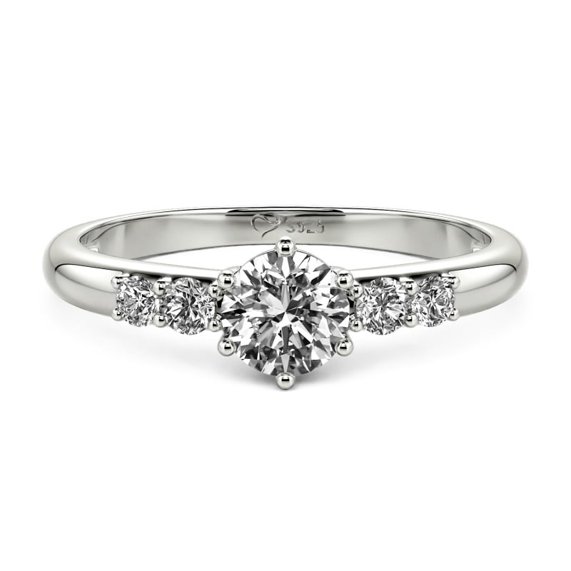 Jeulia Custom Simple Round Engagement Ring with Side Stones