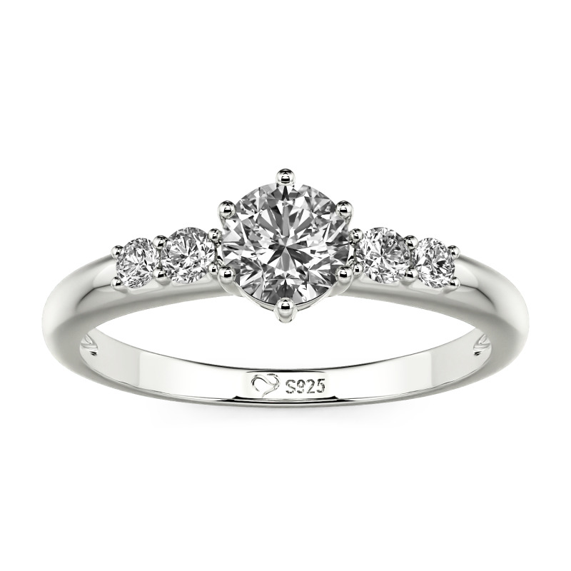 Jeulia Custom Simple Round Engagement Ring with Side Stones