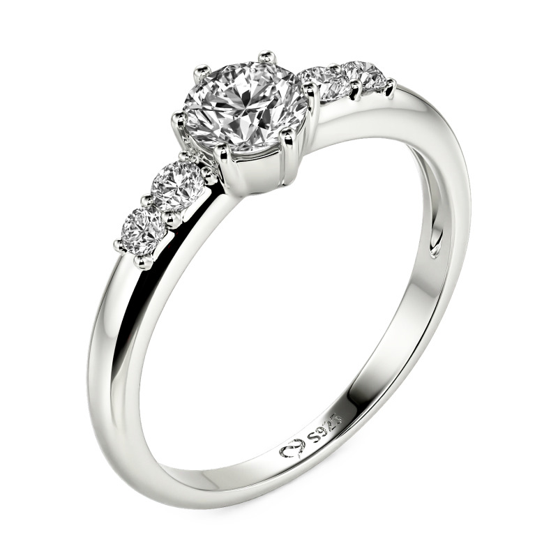 Jeulia Custom Simple Round Engagement Ring with Side Stones