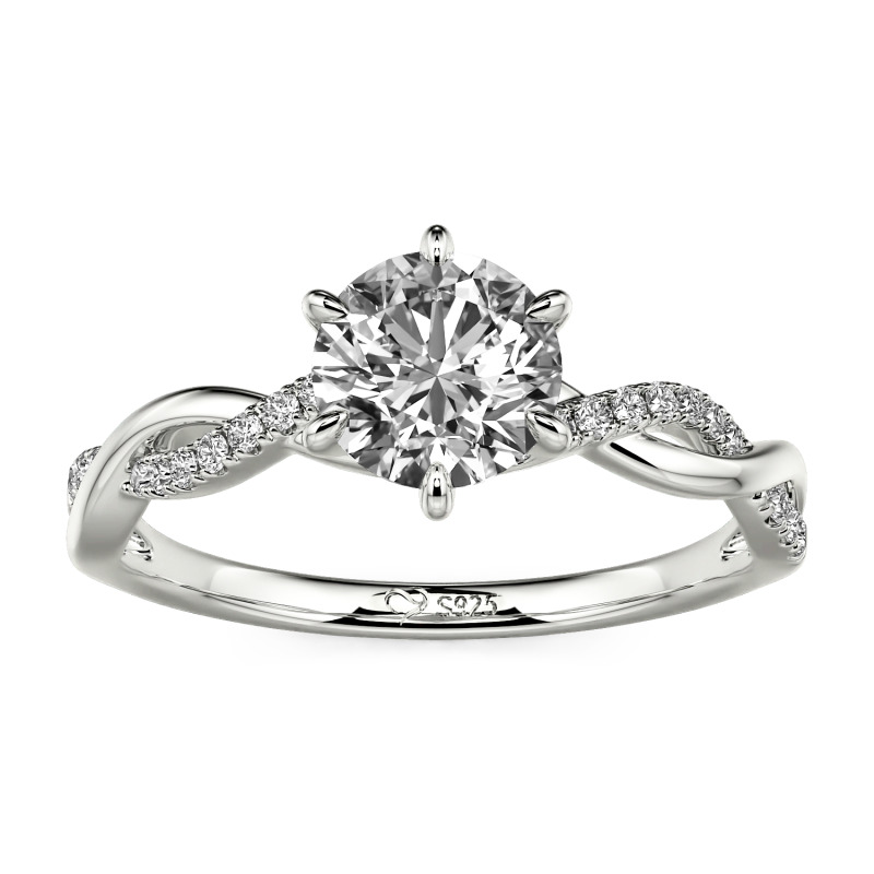 Jeulia Bague de Fiançailles Ronde Classique à Six Griffes Tordu Personnalisée