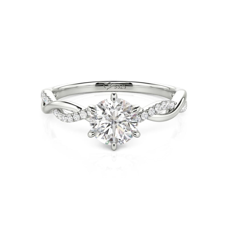 Jeulia Bague de Fiançailles Ronde Classique à Six Griffes Tordu Personnalisée