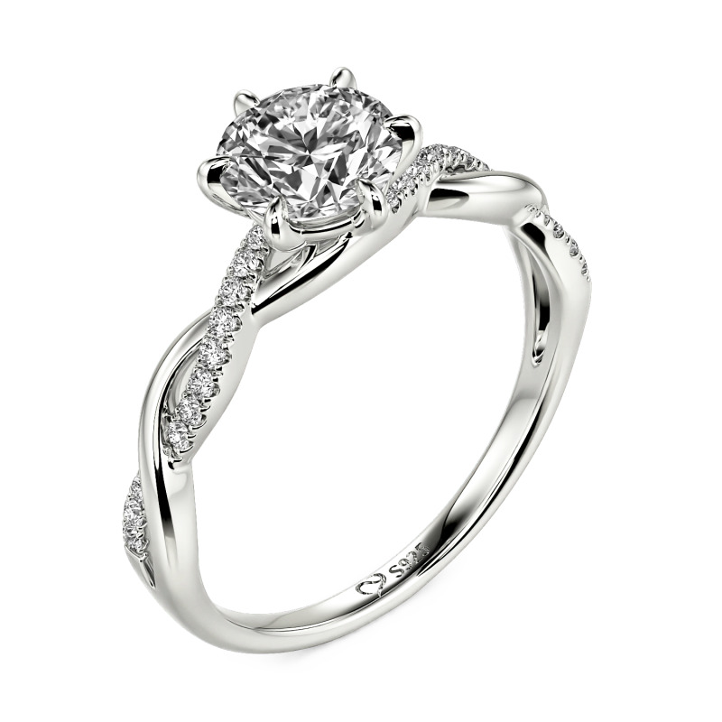 Jeulia Bague de Fiançailles Ronde Classique à Six Griffes Tordu Personnalisée