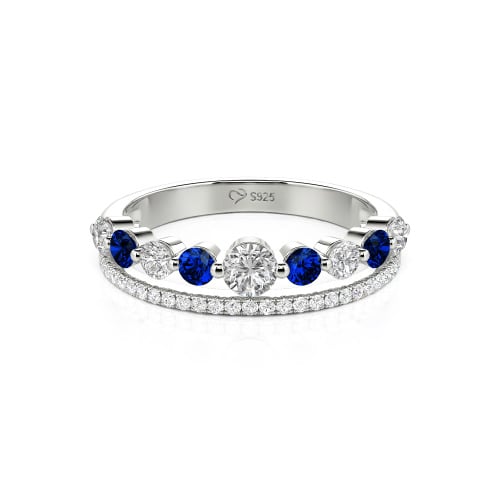Jeulia Custom Double Row Round Cut Wedding Band for Women