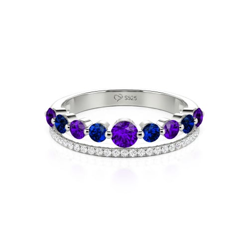 Jeulia Custom Double Row Round Cut Wedding Band for Women