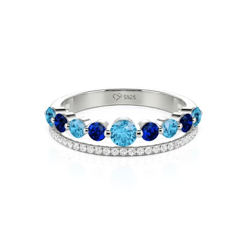 Jeulia Custom Double Row Round Cut Wedding Band for Women