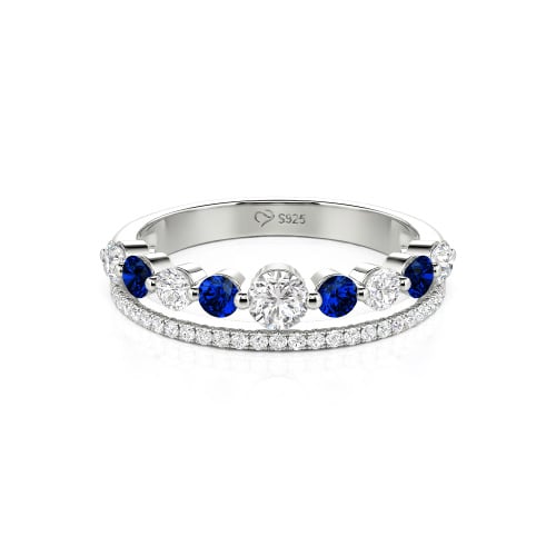 Jeulia Custom Double Row Round Cut Wedding Band for Women