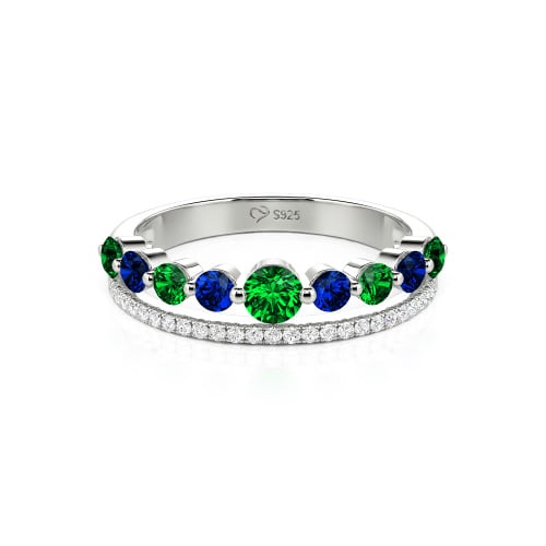 Jeulia Custom Double Row Round Cut Wedding Band for Women
