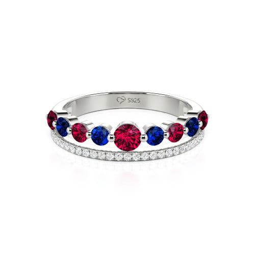 Jeulia Custom Double Row Round Cut Wedding Band for Women