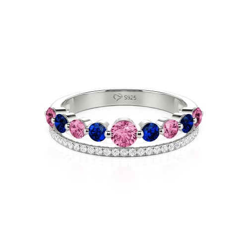 Jeulia Custom Double Row Round Cut Wedding Band for Women