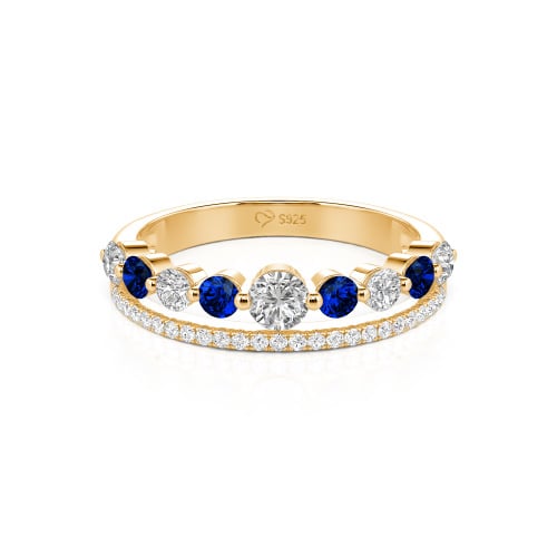 Jeulia Custom Double Row Round Cut Wedding Band for Women