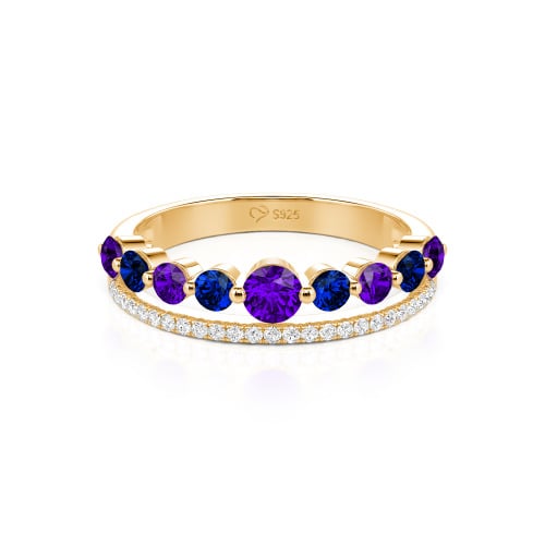 Jeulia Custom Double Row Round Cut Wedding Band for Women