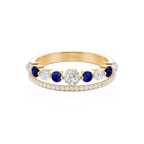 Jeulia Custom Double Row Round Cut Wedding Band for Women