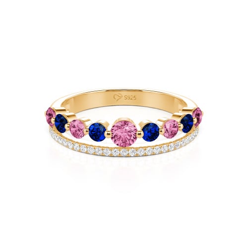 Jeulia Custom Double Row Round Cut Wedding Band for Women