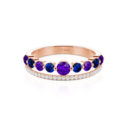 Jeulia Custom Double Row Round Cut Wedding Band for Women