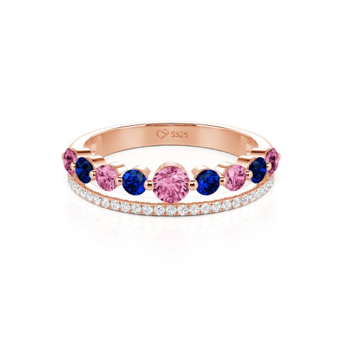 Jeulia Custom Double Row Round Cut Wedding Band for Women