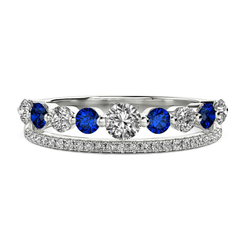 Jeulia Bague de Mariage Double Rang Coupe Ronde Personnalisée pour Femmes