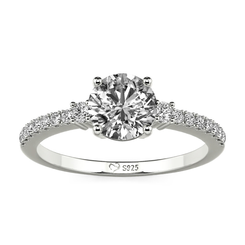 Jeulia Anillo de Boda Tres Piedras Simple Personalizado