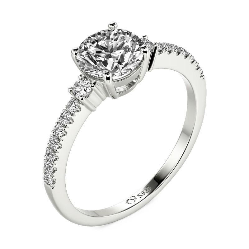 Jeulia Anillo de Boda Tres Piedras Simple Personalizado