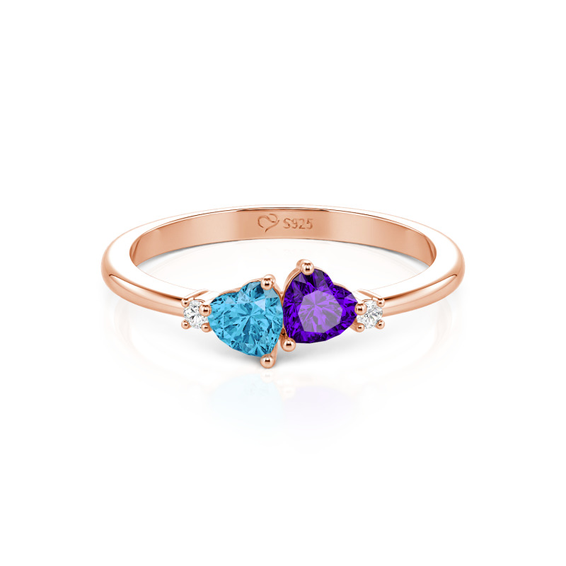 Jeulia Custom Simple Double Heart Engagement Ring