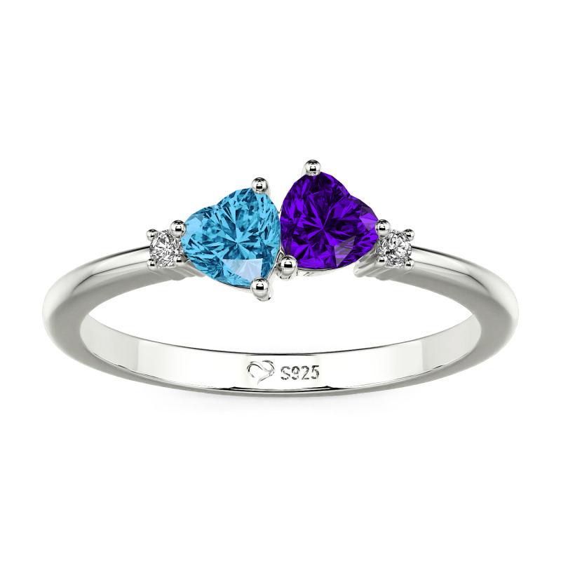 Jeulia Custom Simple Double Heart Engagement Ring