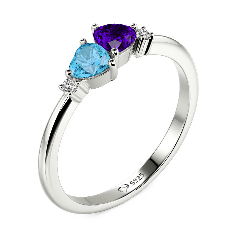 Jeulia Custom Simple Double Heart Engagement Ring