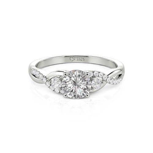 Jeulia Classic Twist Custom Round Three Stone Ring