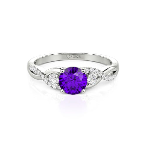 Jeulia Classic Twist Custom Round Three Stone Ring